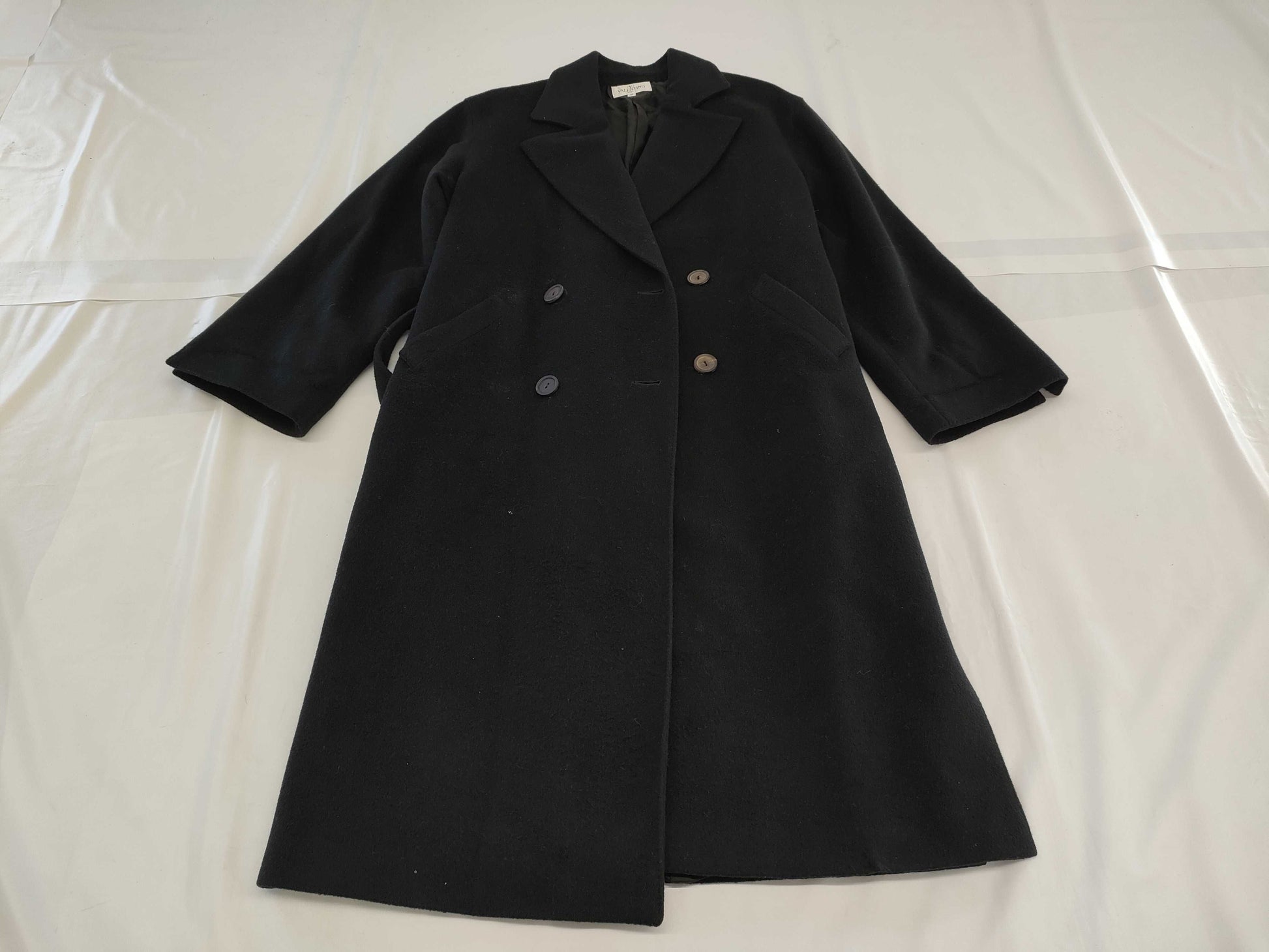 VALENTINO Double Belted Long Coat, Size 42