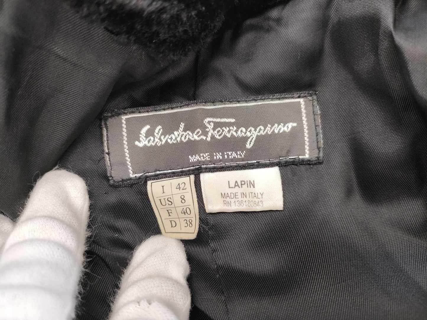 Salvatore Ferragamo Ferragamo Lapin Rabbit Fur Long Coat Size 42