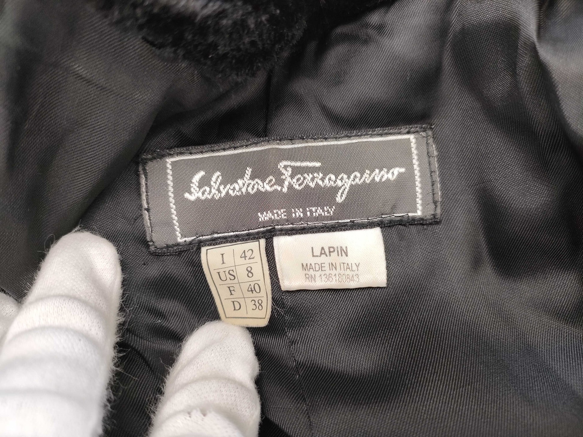 Salvatore Ferragamo Ferragamo Lapin Rabbit Fur Long Coat Size 42