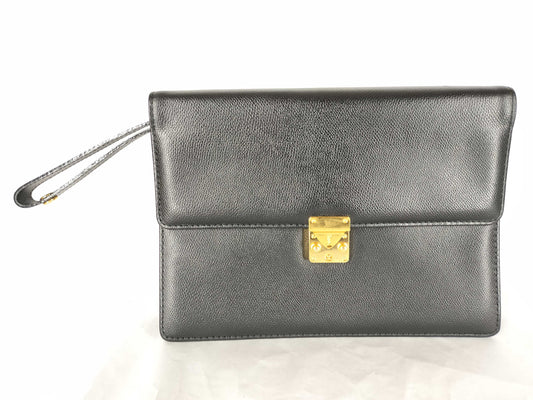 Yves Saint Laurent Leather Clutch Bag with YSL Logo