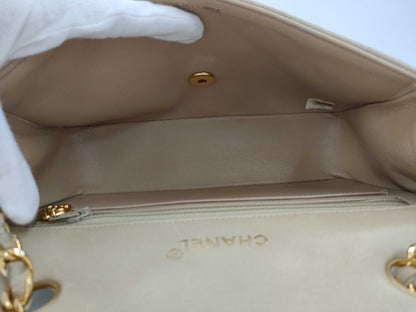 CHANEL Diana Flap Chain Bag, Beige, 23cm, Lambskin, Strap Thread, No Seal, Warranty Card Included, 2046331, Shoulder Bag