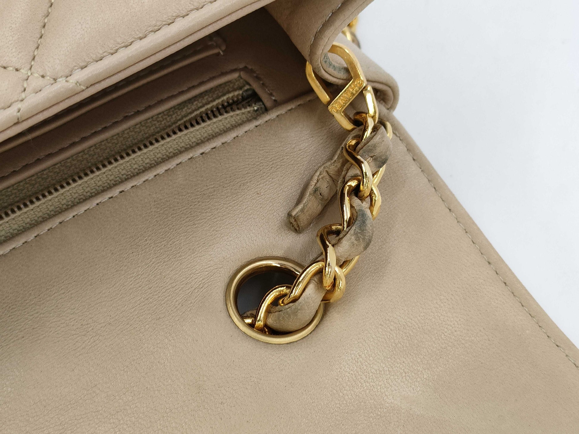 CHANEL Diana Flap Chain Bag, Beige, 23cm, Lambskin, Strap Thread, No Seal, Warranty Card Included, 2046331, Shoulder Bag
