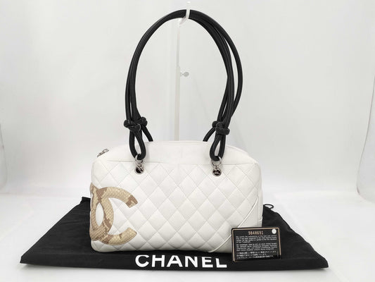 CHANEL Cambon Line White Bag Warranty 9848691 Handbag