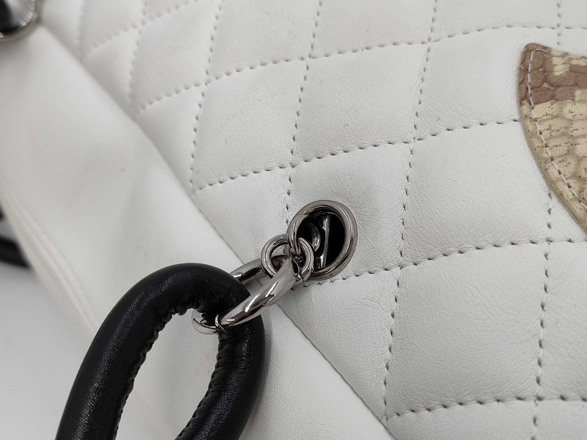CHANEL Cambon Line White Bag Warranty 9848691 Handbag