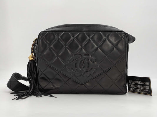 CHANEL Shoulder Bag, Lambskin, Black with Fringe, 3472238