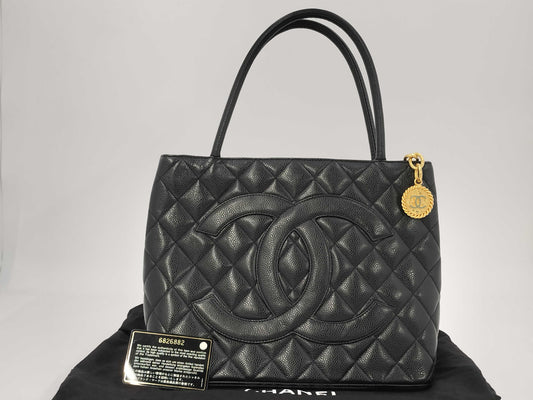 CHANEL Caviar Leather Reissue Tote Bag, Gold Hardware, Black, No. 6