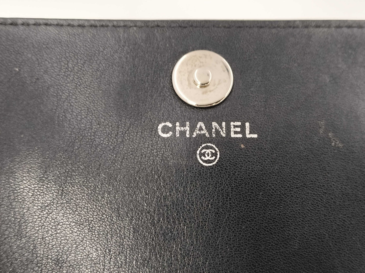 CHANEL Patent Leather Coco Mark Chain Wallet Black Shoulder Bag