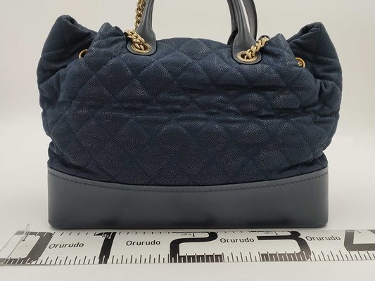 CHANEL Matelasse 2-way Chain Shoulder Bag in Navy Caviar Skin, Size 18