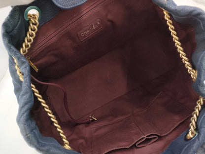 CHANEL Matelasse 2-way Chain Shoulder Bag in Navy Caviar Skin, Size 18