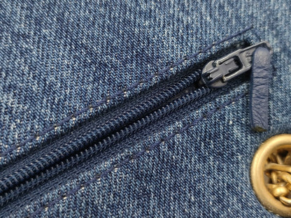 CHANEL 2.55 Double Flap Chain Shoulder Bag, Denim Blue, 24 Series