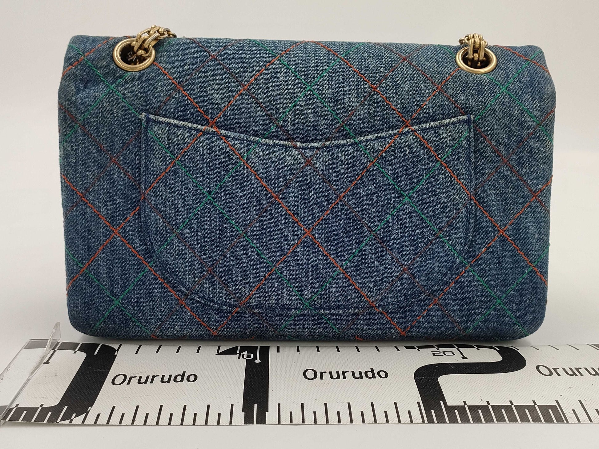 CHANEL 2.55 Double Flap Chain Shoulder Bag, Denim Blue, 24 Series