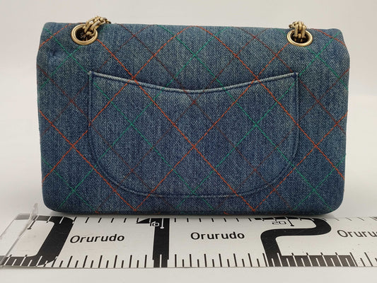 CHANEL 2.55 Double Flap Chain Shoulder Bag, Denim Blue, 24 Series