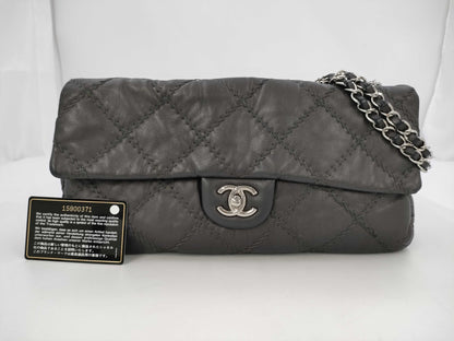 CHANEL CHANEL Chain Shoulder Bag, Gray, Silver Hardware, G Card, Seal, Quilted Shoulder Bag