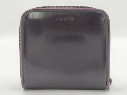 PRADA Prada Leather Compact Wallet Purple 1M0605 Wallet