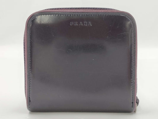 PRADA Prada Leather Compact Wallet Purple 1M0605 Wallet