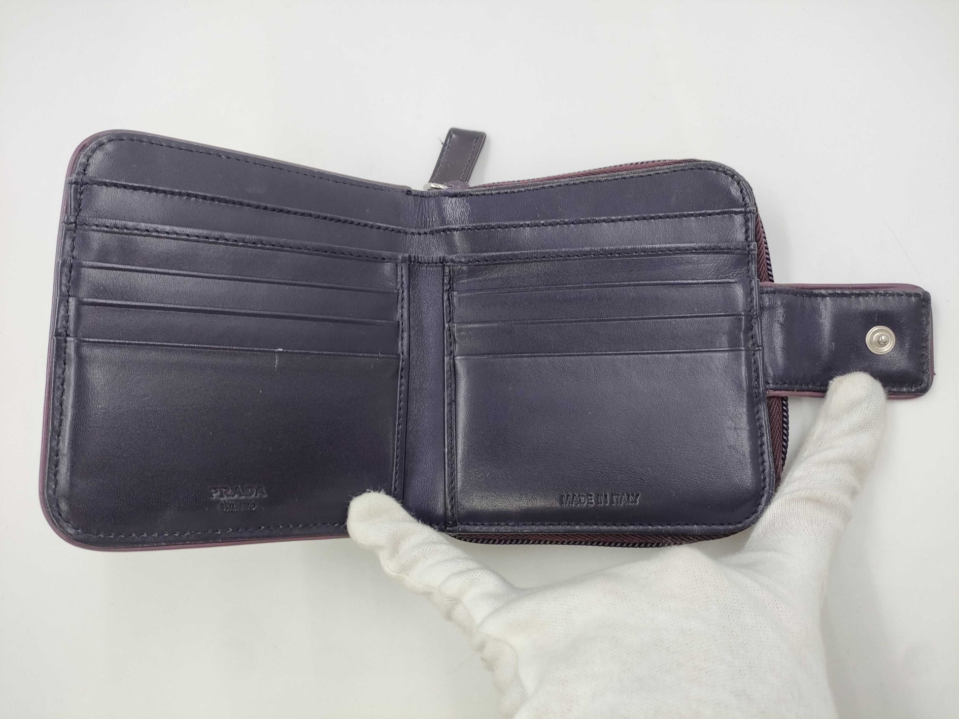 PRADA Prada Leather Compact Wallet Purple 1M0605 Wallet