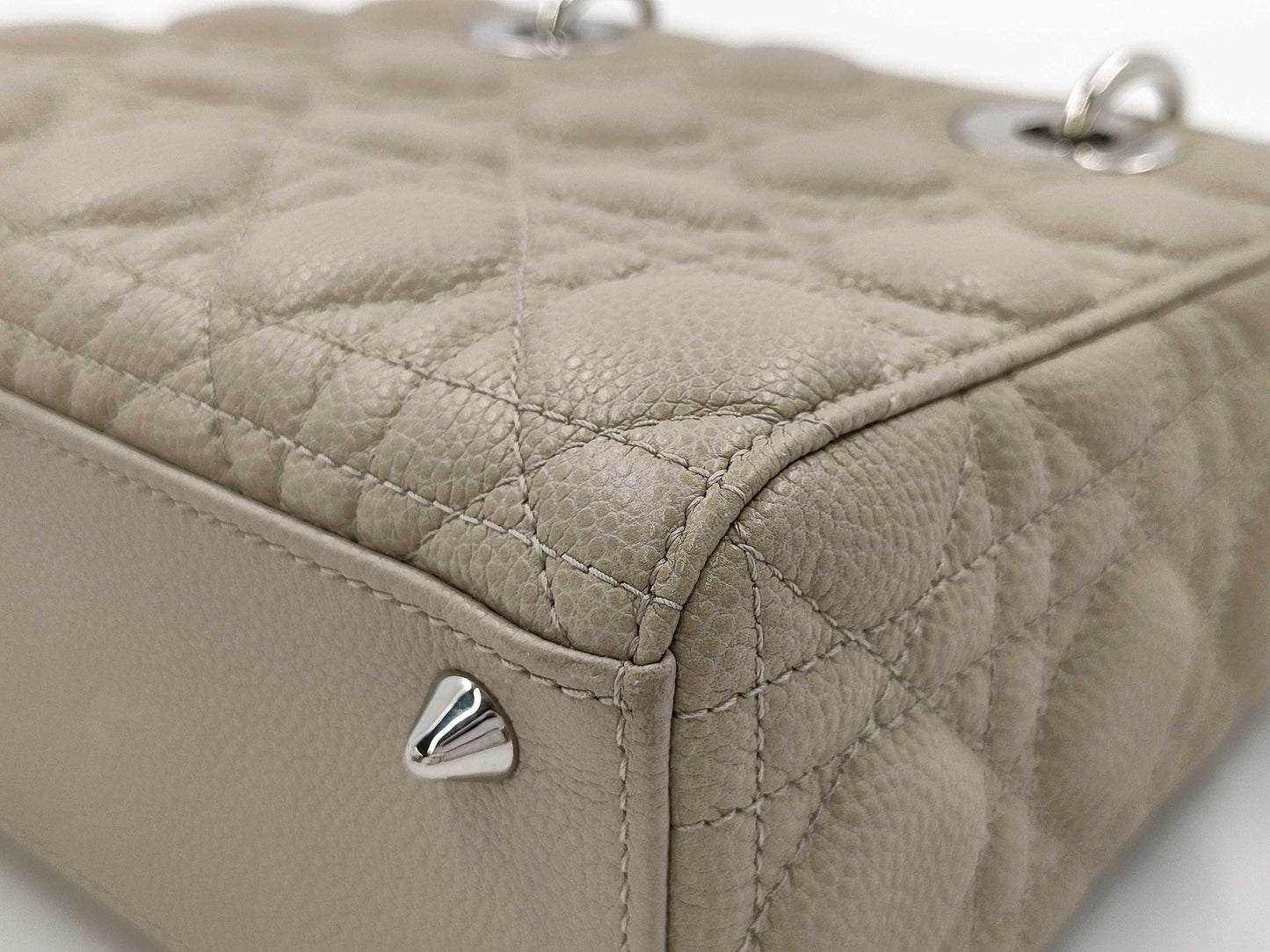 Dior Lady Dior Medium Handbag, Light Gray, with Silver Hardware and Scarf Mitzah, M0565PWRT15-MA-0242