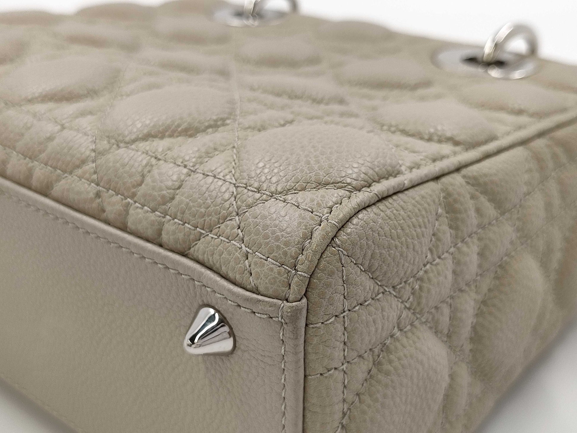 Dior Lady Dior Medium Handbag, Light Gray, with Silver Hardware and Scarf Mitzah, M0565PWRT15-MA-0242