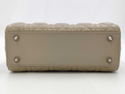 Dior Lady Dior Medium Handbag, Light Gray, with Silver Hardware and Scarf Mitzah, M0565PWRT15-MA-0242