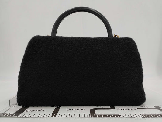 CHANEL Coco Handle 33 M Boa 2-Way Handbag, Black, Gold Hardware, 23284354, 23 Series, A92992, Handbag