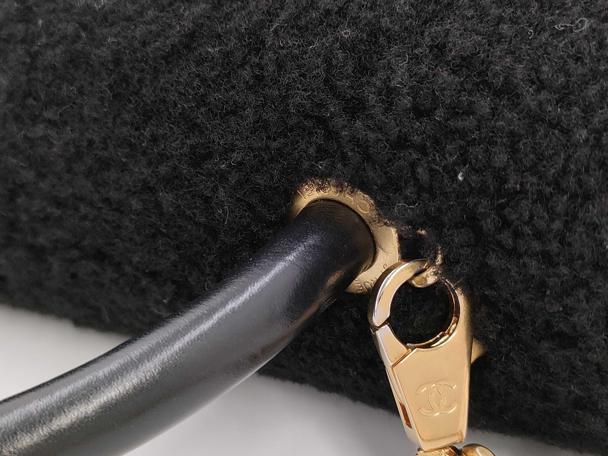 CHANEL Coco Handle 33 M Boa 2-Way Handbag, Black, Gold Hardware, 23284354, 23 Series, A92992, Handbag