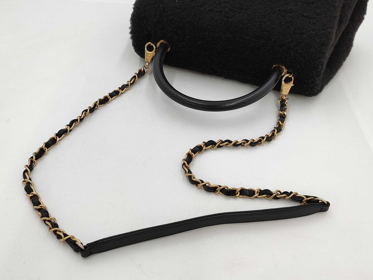 CHANEL Coco Handle 33 M Boa 2-Way Handbag, Black, Gold Hardware, 23284354, 23 Series, A92992, Handbag