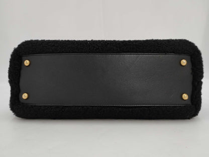 CHANEL Coco Handle 33 M Boa 2-Way Handbag, Black, Gold Hardware, 23284354, 23 Series, A92992, Handbag