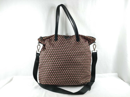 PRADA Nylon Tessuto x Leather 2-Way Tote Bag with Strap