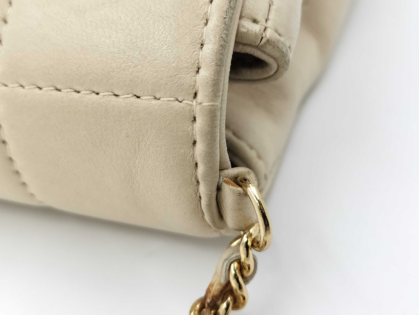 CHANEL Chocolate Bar Icon Charm Rum Chain Shoulder Bag with Sticker Card