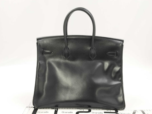 HERMES Birkin 35 □C Calfskin Black Handbag