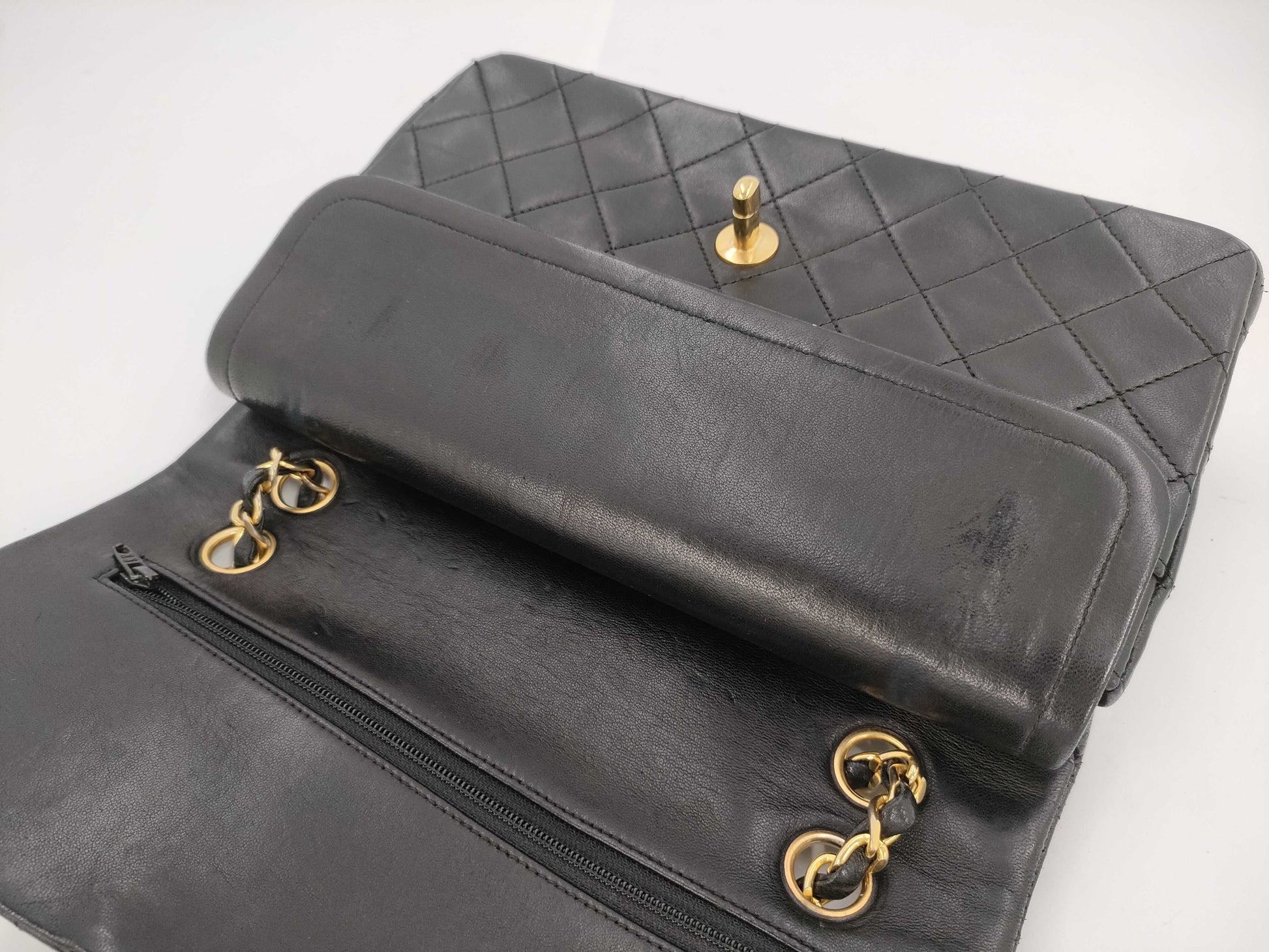 CHANEL Shoulder Bag W Flap Black No. 0 Bag