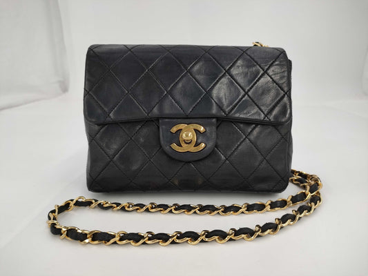 CHANEL Mini Matelasse Shoulder Bag, Black