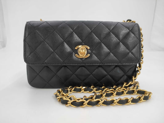 CHANEL Mini Matelasse Shoulder Bag, Black