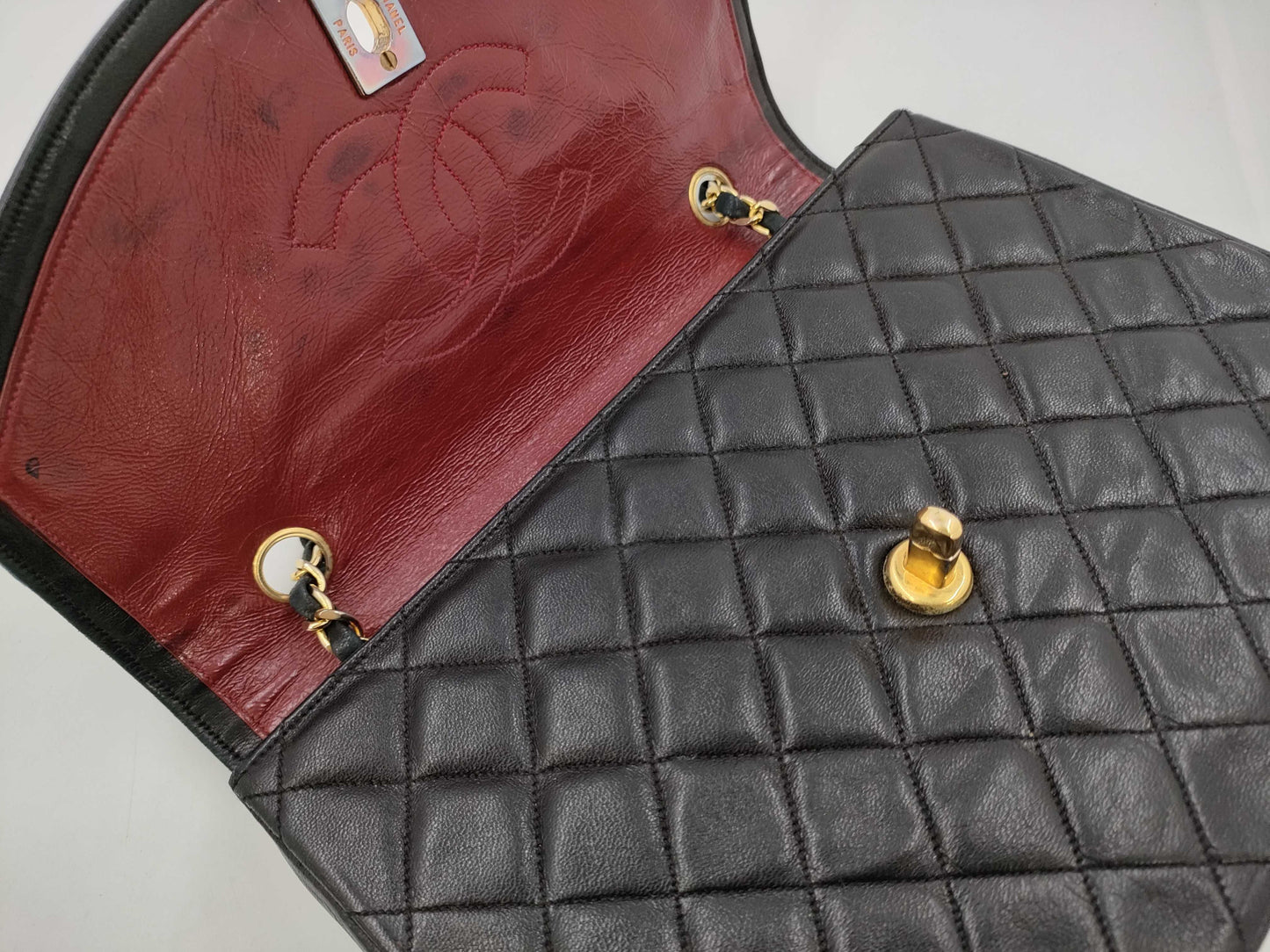 CHANEL Black Round Flap Shoulder Bag