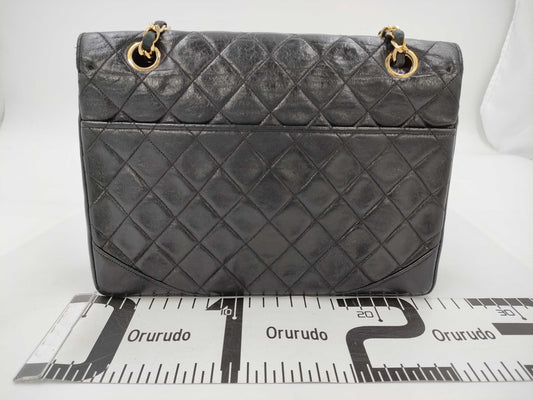 CHANEL Black Round Flap Shoulder Bag