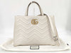 GUCCI GG Marmont 2-way Leather Bag, White, 443505, Handbag