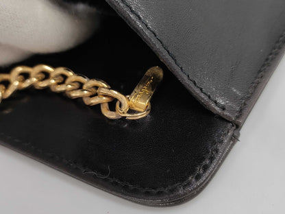 Salvatore Ferragamo Gancini Chain Shoulder Bag in Black Leather