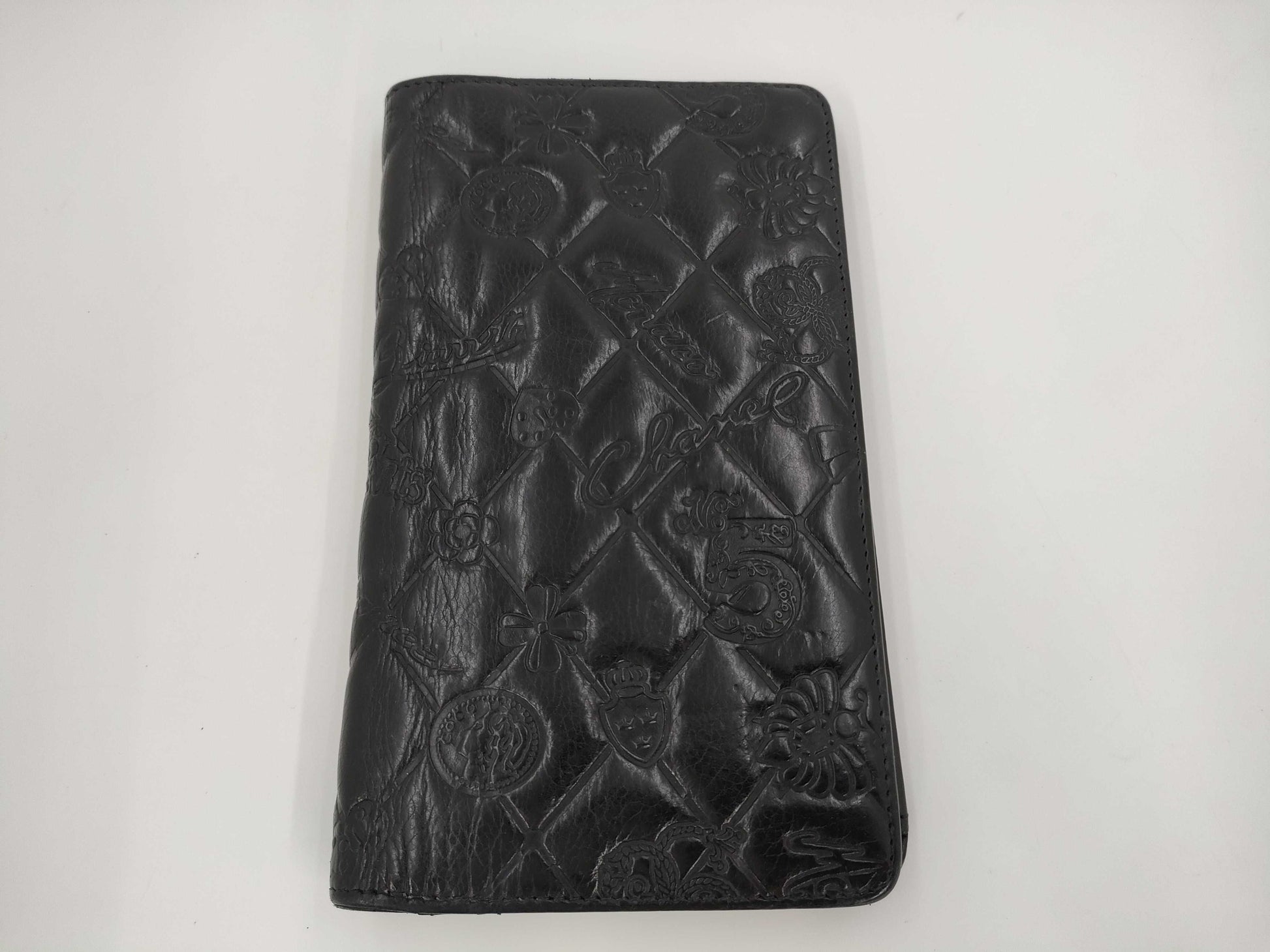 CHANEL Icon Long Wallet, Leather, Silver Hardware, Black, 14048561