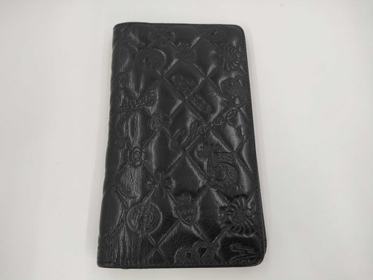 CHANEL Icon Long Wallet, Leather, Silver Hardware, Black, 14048561
