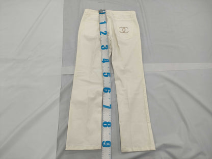 CHANEL Pants, Cotton, White