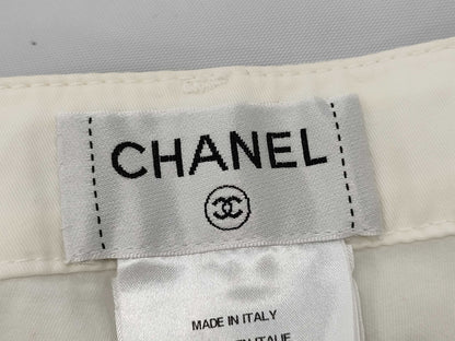 CHANEL Pants, Cotton, White