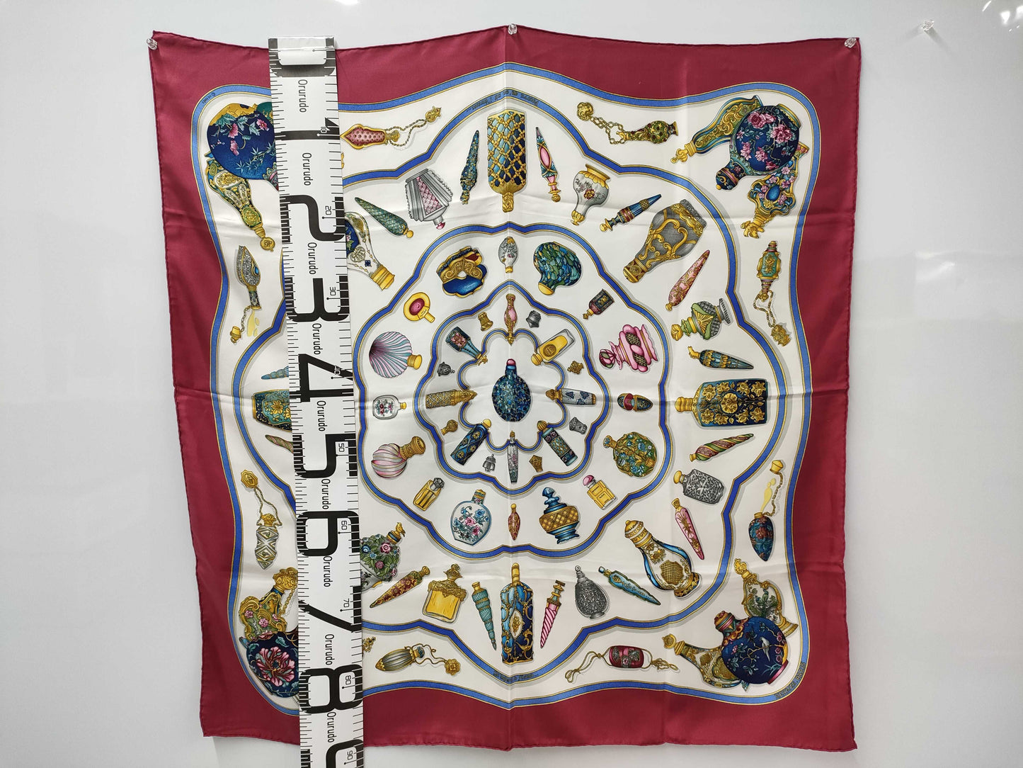 HERMES Carré 90 Pourvu qu on ait l ivresse perfume bottle, red scarf