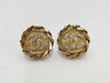 CHANEL Coco Mark Rhinestone Gold Yg Earrings