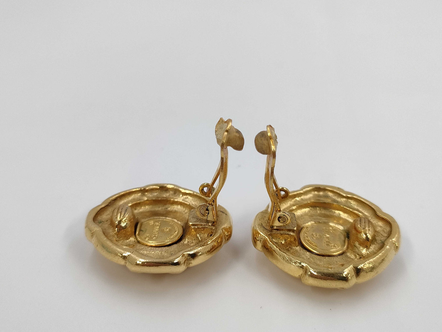 CHANEL Coco Mark Round Gold Yg Earrings