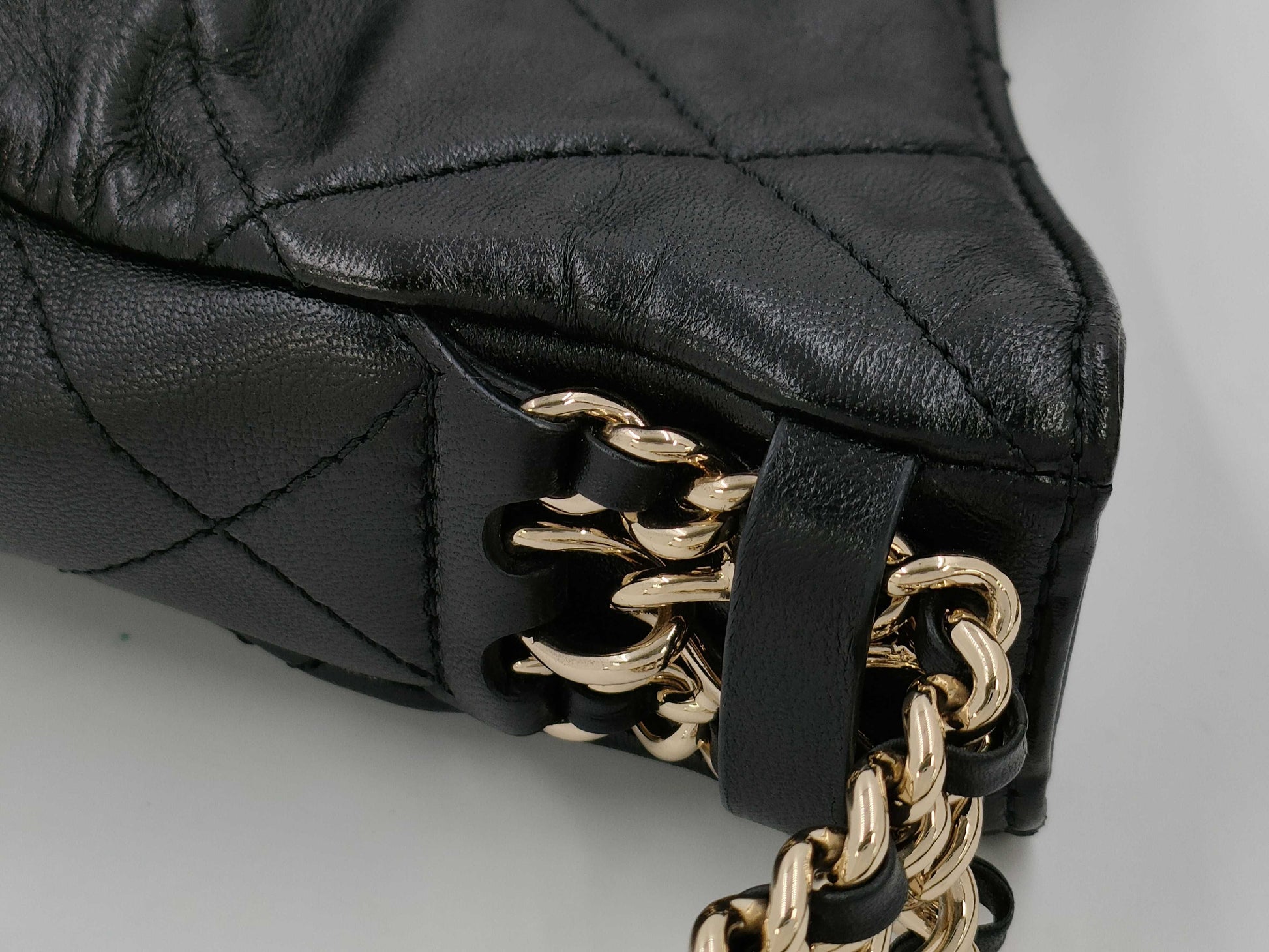 CHANEL Chain Shoulder Bag Hobo Bag Matelasse Lambskin Black Shoulder Bag