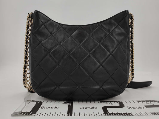 CHANEL Chain Shoulder Bag Hobo Bag Matelasse Lambskin Black Shoulder Bag
