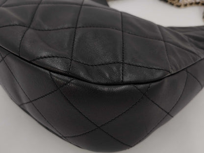 CHANEL Chain Shoulder Bag Hobo Bag Matelasse Lambskin Black Shoulder Bag