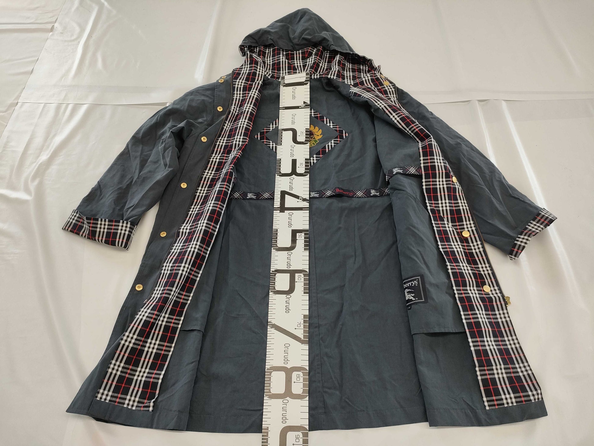 BURBERRY Nova Check Gold Button Hooded Coat