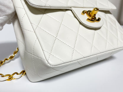 CHANEL Mini Matelasse White Lambskin Shoulder Bag with Seal