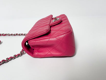 CHANEL Single Flap Mini Matelasse Pink Shoulder Bag with Seal